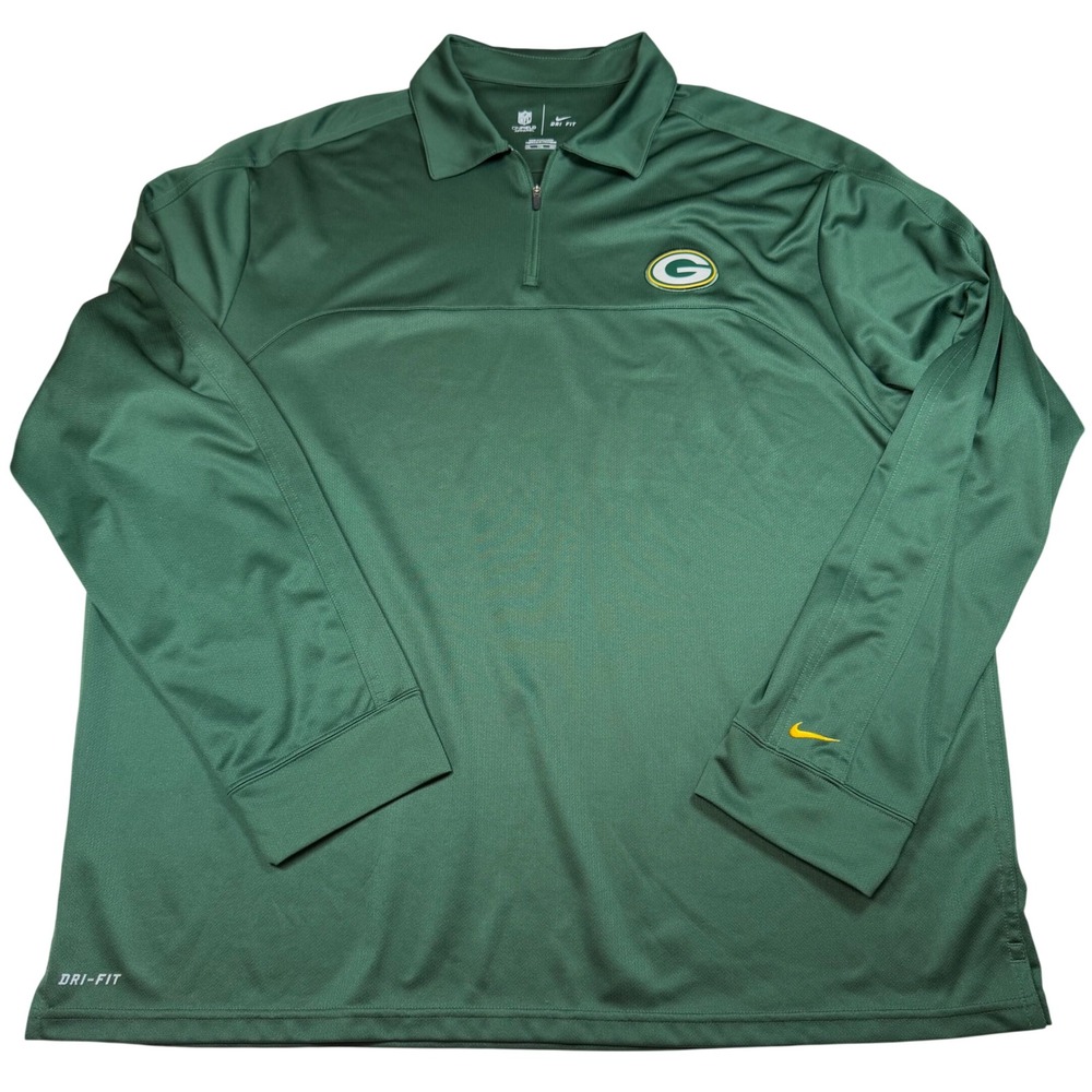 Nike Green Bay Packers NFL Onfield Dri-FIT Quarter Zip Pullover Mens XXL Green